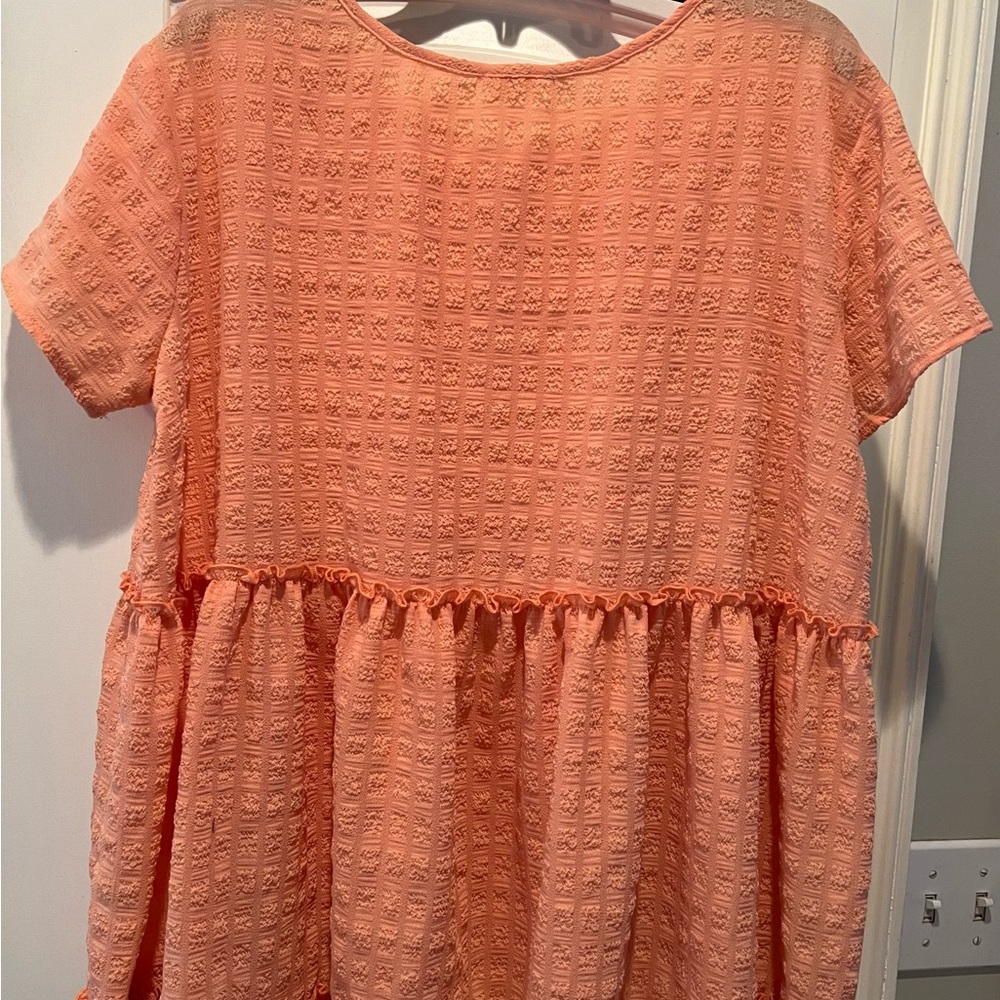 Entro Orange Textured Ruffle Top - Picture 2 of 5